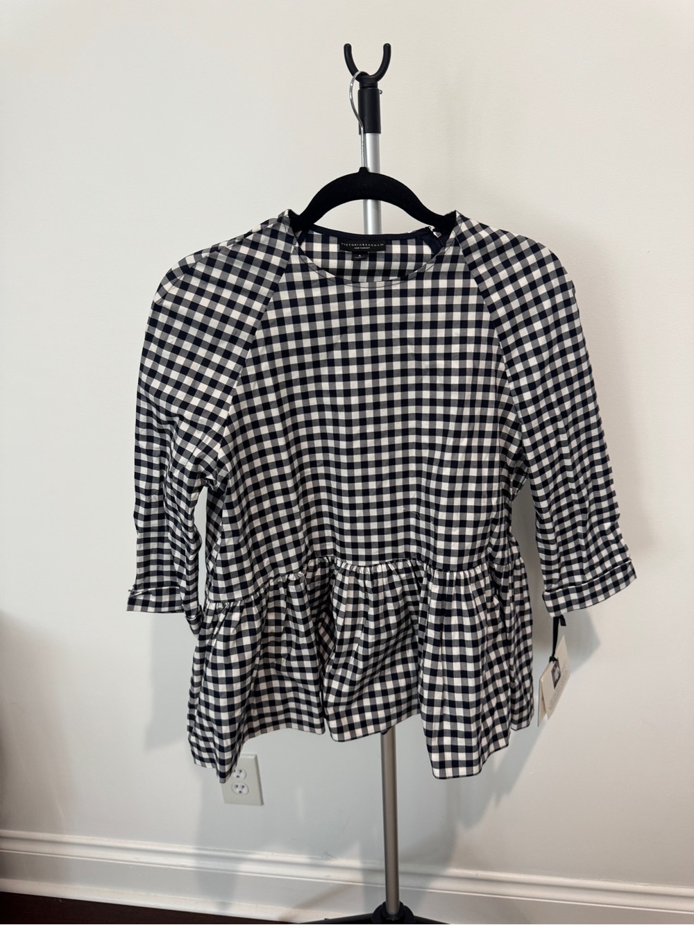 Victoria Beckham for Target Blue and White Gingham Peplum Tunic